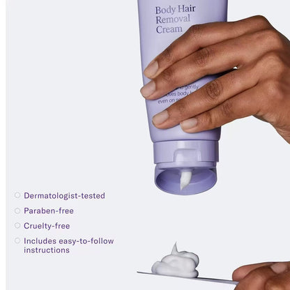 LOVILDS Body Hair Removal Cream - Gentle Formula for Sensitive Skin - Safe Up to 7 Days - Includes Spatula for Touch-Free Application
